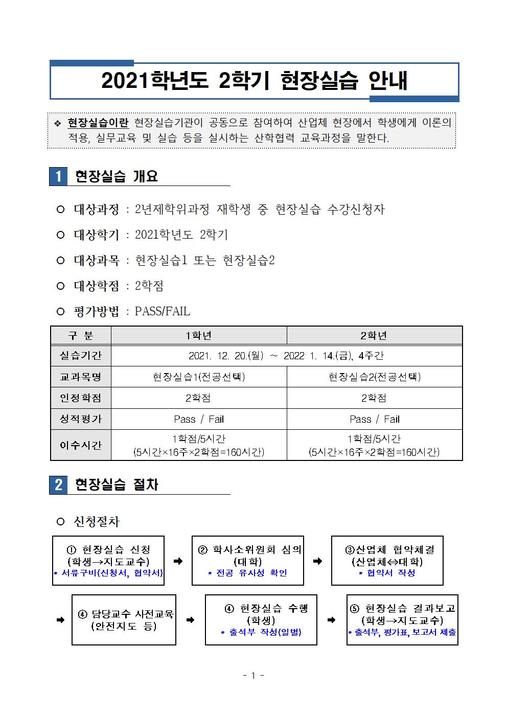 2021학년도 2학기 현장실습 안내1